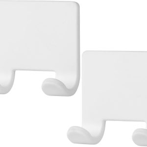 Razor Shaver Holder for Shower Wall Adhesive Hooks for Hanging, Bathroom Silicone Waterproof Shower Hooks Hair Brush Holder for Towel (2 Pack-White)