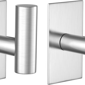 Wall Towel Hooks, Heavy Duty Sticky Holder Waterproof Towel Hooks for Hanging Coat, Clothes, Closet Hook Wall Mount for Kitchen (Silver, Adhesive 2 Pack)