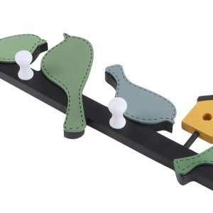 Self-Adhesive Wooden Bird Hook Wall-Mounted Clothes Organizer for Coats Hats Keys Creative Rustic Home Decorative Hanger for Hallway Bedroom Kitchen