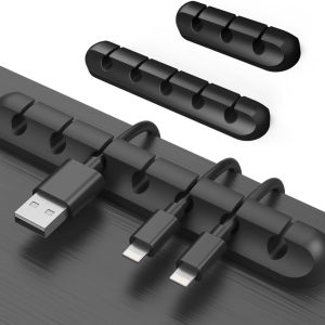 Cable Clips Cord Management Organizer, 3 Packs Silicone Adhesive Hooks, Wire Holder USB Power Charging Accessory Mouse PC Nightstand Desktop Wall Phone Workspace Office (7, 5 and 3 Slots)