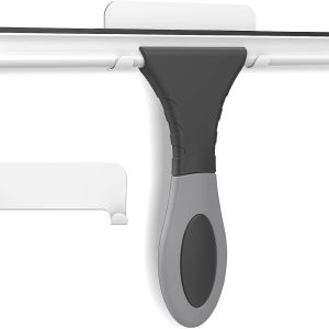 All-Purpose Silicone Shower Squeegee for Glass, Window, Door, Mirror, Car Windshield& Tile Wall, Portable Cleaner Tools, Includes One Hook & One Adhesive,10 Inches (Black)