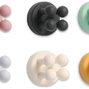 6 Pcs Silicone Waterproof Toothbrush Holders,Multi-Function Self Adhesive Hooks for Hanging Key Clothes Towel Cable for Kitchen Bathroom Home Office Mixed（6pcs）
