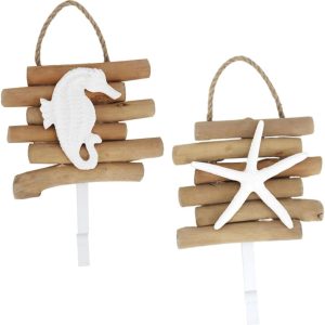 2PCS Rustic Wooden Coat Hat Hooks Wall Hanging Decor Compact Solid Wood Retro Style Key Holder for Bedroom Study Creative Pastoral Design for Organized Clothes and Accessories