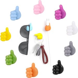 9 Pcs Creative Silicone Thumb Hook, Wall Hook - Multifunction Adhesive Cable Clip, Adhesive Wall Hooks, Cable Organizer Clips Key Hanger
