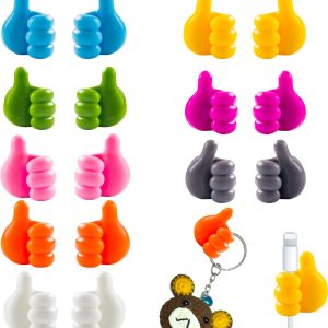 16PCS Self Adhesive Thumb Hook, Silicone Thumbs Up Wall Hook Creative Thumbs Up Shape Wall Hook, Multifunctional Thumb Hook Holder Cable Clip Organizer Key Hook Wall Hangers for Home Office Bedroom
