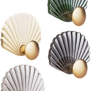 4pcs Shell Wall Hook Wall-Mounted Hook Sundries Hanger Self Adhesive Wall Hook Bathroom Towel Hooks for Wall Decorative Wall Hook Sticky Hooks for Hanging Key Storage Hook Key Hook
