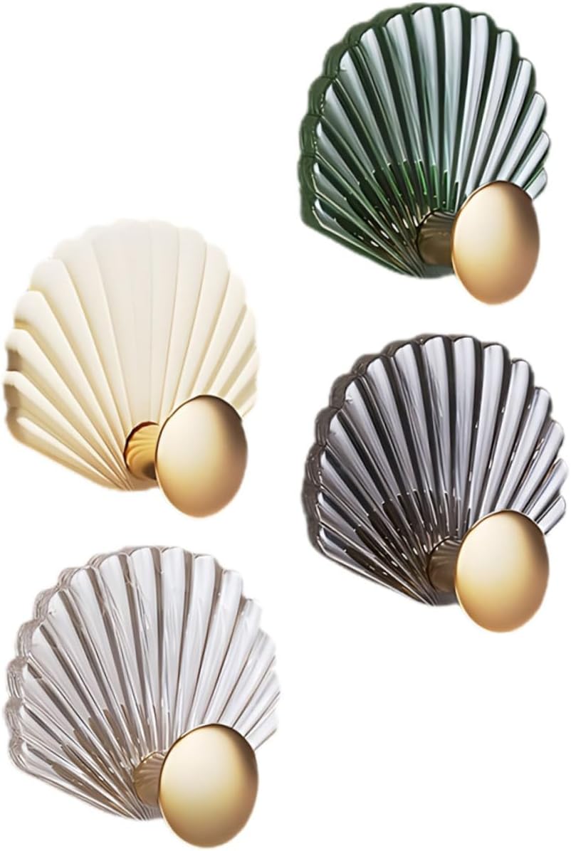 4pcs Shell Wall Hook Wall-Mounted Hook Sundries Hanger Self Adhesive Wall Hook Bathroom Towel Hooks for Wall Decorative Wall Hook Sticky Hooks for Hanging Key Storage Hook Key Hook