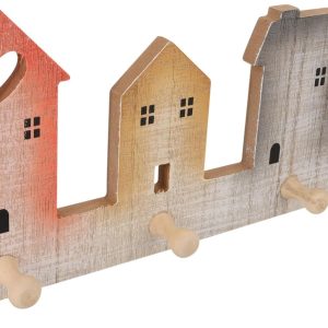 Creative Wooden House Shaped Wall Hook Non-Trace Hanging Hook for Clothes Keys Coats Home Decoration with Strong Bearing Capacity Stylish and Practical for Living Bedroom Store