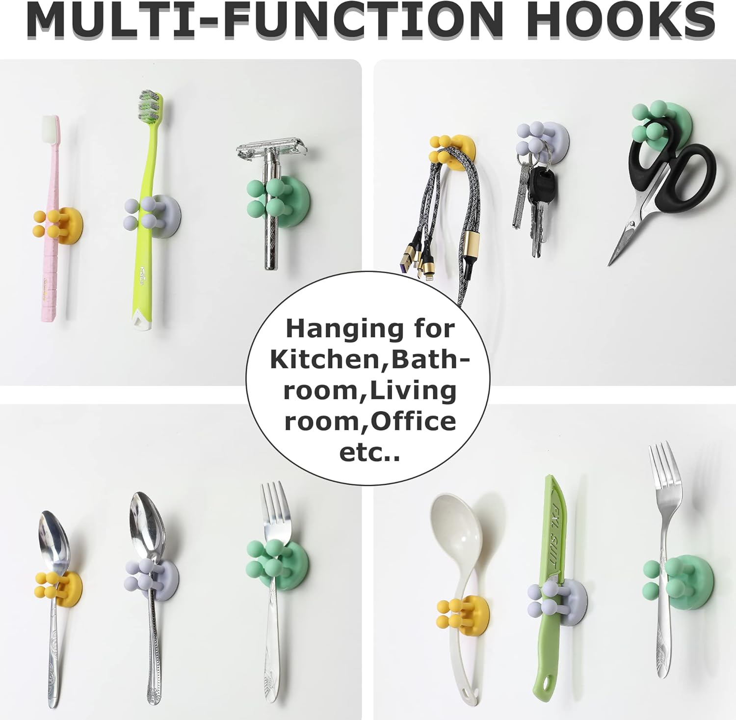 4 pcs Silicone Toothbrush Holder Multi-Function Hook Waterproof self Adhesive Single Toothbrush Hook Plug Holder for Wall for Hanging Bathroom Kitchen Living Room Office - Image 2