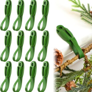 24 Pcs Christmas Garland Hanger for Mantle Garland Hooks Christmas Garland Ties Stocking Holder Reusable Silicone Adhesive Straps for Wreath Garland Fireplace Mantle Stairways